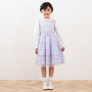 お花刺しゅうチュールワンピース