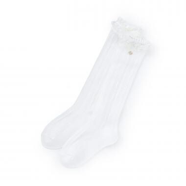 レース透かし柄　ハイソックス