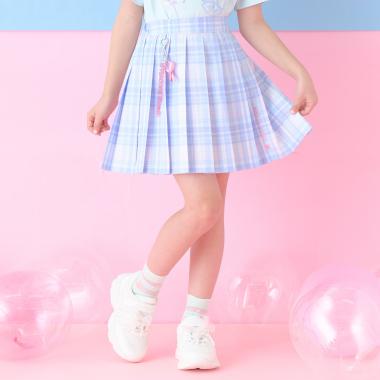 チャームつき　チェックプリーツスカパン