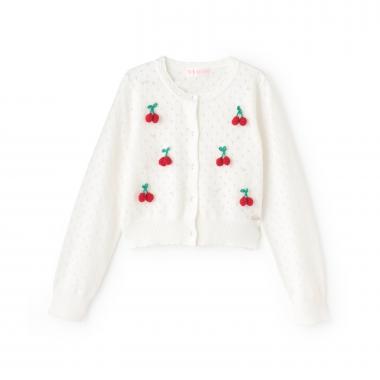 イチゴ・チェリーモチーフ　カーディガン