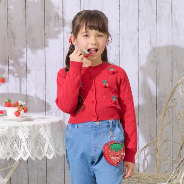 イチゴ・チェリーモチーフ　カーディガン