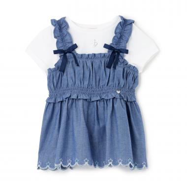 カットワーク刺しゅうチュニック　半袖Tシャツセット