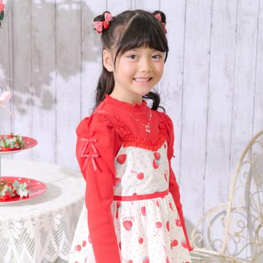 ネックレス刺しゅう　プチハイネック　長袖Tシャツ