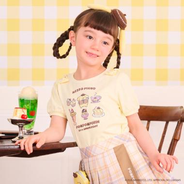 【ポムポムプリン】裾スカラップ　パフスリーブTシャツ