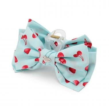 イチゴチェリードット柄　リボンヘアクリップ