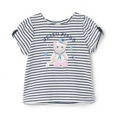 ウサギ・ネコ　マリン半袖Tシャツ