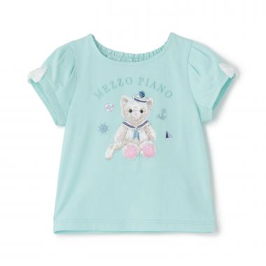 ウサギ・ネコ　マリン半袖Tシャツ