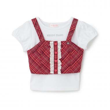 チェックビスチェ　＆半袖Tシャツセット