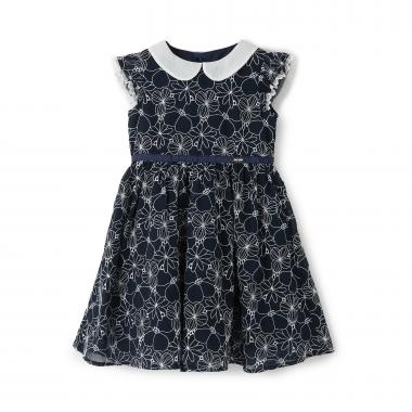 フラワー刺しゅう　衿つきワンピース