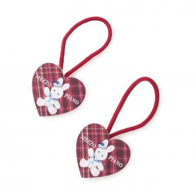 動物ハートチェック　ヘアポニー2個セット