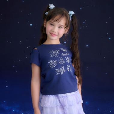 蓄光プリント　星座　半袖Tシャツ【接触冷感】