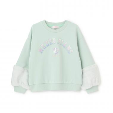 【人気商品再入荷】【直営店で取り扱い無し】どうぶつロゴ　ファー袖トレーナー