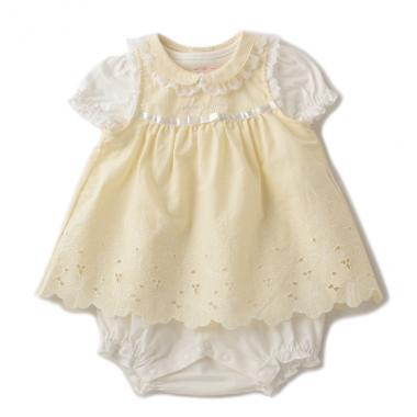 チェック柄エプロンつきロンパース