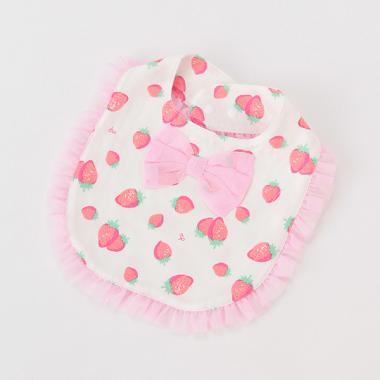 いちご柄フリルリボンスタイ