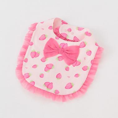 いちご柄フリルリボンスタイ