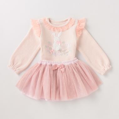 【人気商品再入荷】【直営店で取り扱い無し】 ウサギチュールスカートつきロンパース