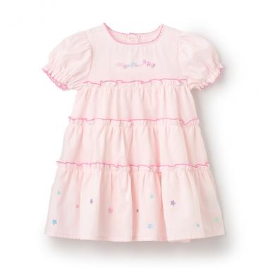 【人気商品再入荷】【直営店で取り扱い無し】キャンディ刺しゅう　半袖ティアードワンピース