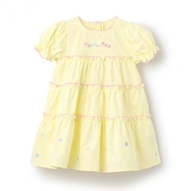 【人気商品再入荷】【直営店で取り扱い無し】キャンディ刺しゅう　半袖ティアードワンピース