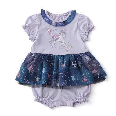 ミルキーウェイ柄フリル切り替えロンパース