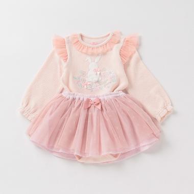 チュールフリルウサギさんロンパース×スカートセット