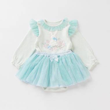 チュールフリルウサギさんロンパース×スカートセット