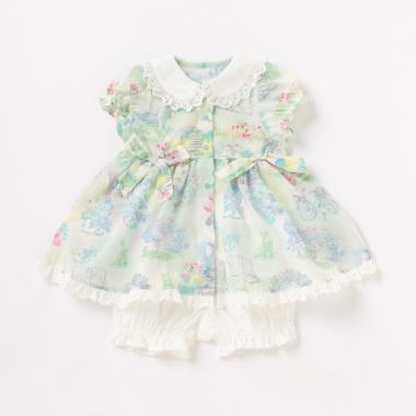 ガーデン柄セーラーカラートップス×ブルマセット