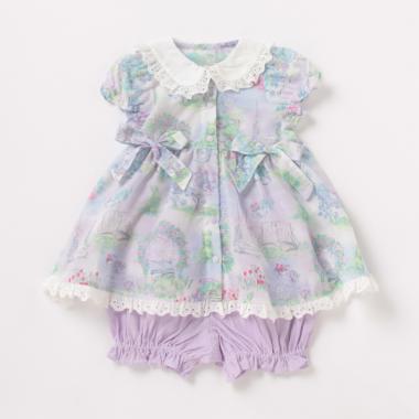 ガーデン柄セーラーカラートップス×ブルマセット