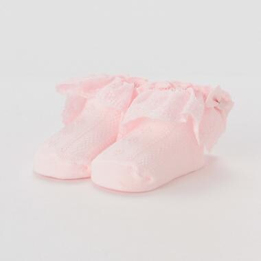 幅広レースつき透かし柄カップソックス