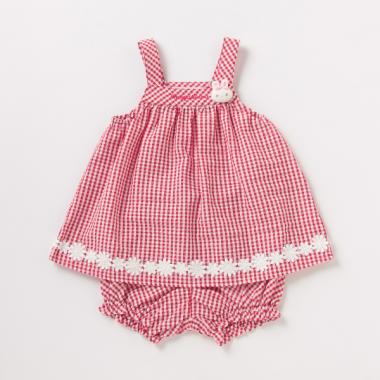 ウサギマスコットつきギンガムチェックエプロン×ブルマセット