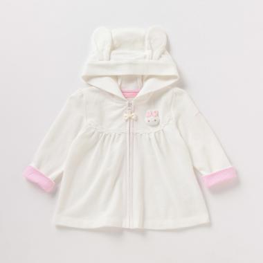 ミニ裏毛 ウサギマスコットつき耳パーカー