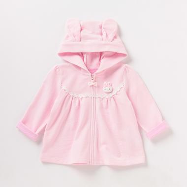 ミニ裏毛 ウサギマスコットつき耳パーカー