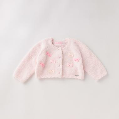 リボンつきモールニットカーディガン