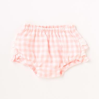 ギンガムフリルレースカバーパンツ