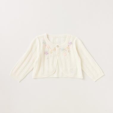 リボン刺しゅうニットボレロ