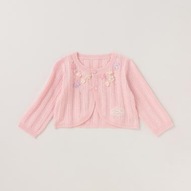 リボン刺しゅうニットボレロ