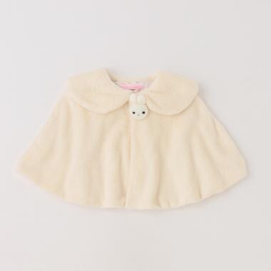 ボアウサギマスコットつきケープ