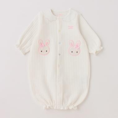 ウサギアップリケ　キルトジャガード2wayオール