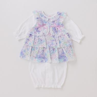 花柄レースエプロンつき　2wayオール