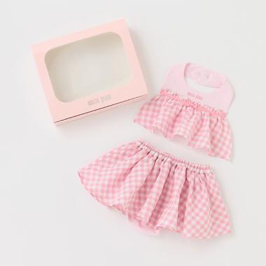 オリジナルボックスつきギンガムフリルスタイ＆スカートブルマセット