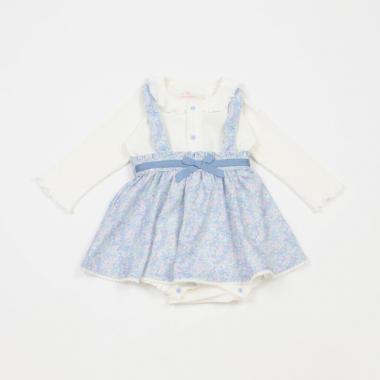 リトルフラワー柄ジャンパースカート＆リブロンパースセット