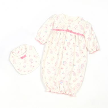 ウサギヌイグルミ柄　スタイ＆2wayオールセット