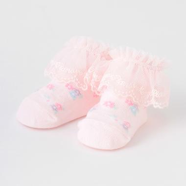 マルチカラーフラワー柄　レースソックス【日本製】