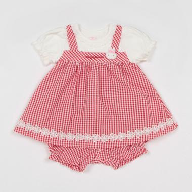 ウサギマスコットつきギンガムチュニック＆ブルマセット