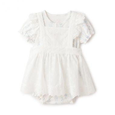 半袖ロンパース＆レースエプロンスカートセット