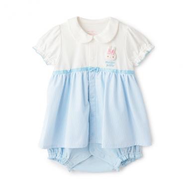 ウサギマスコットつきスカート半袖ロンパース