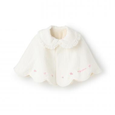 リバーシブル　フクレジャガード・バラ刺しゅうケープ