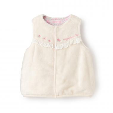 バラ刺しゅう　ボアベスト