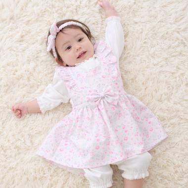 【BOX付】フラワー柄エプロン＆ヘアバンドセット