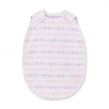 リボン柄　4重ガーゼ　スリーパー