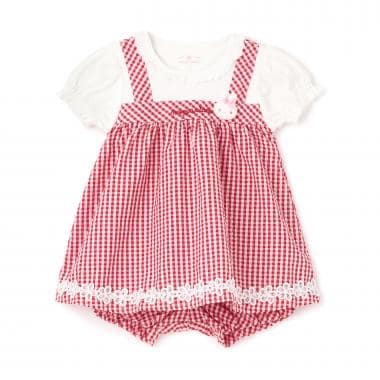 ウサギマスコットつきギンガムチュニック＆ブルマセット